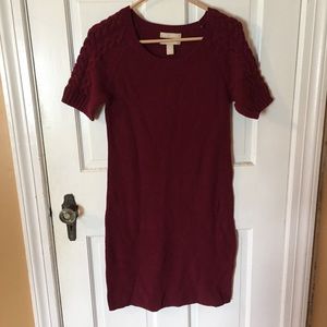 Form hugging burgundy sweater dress
